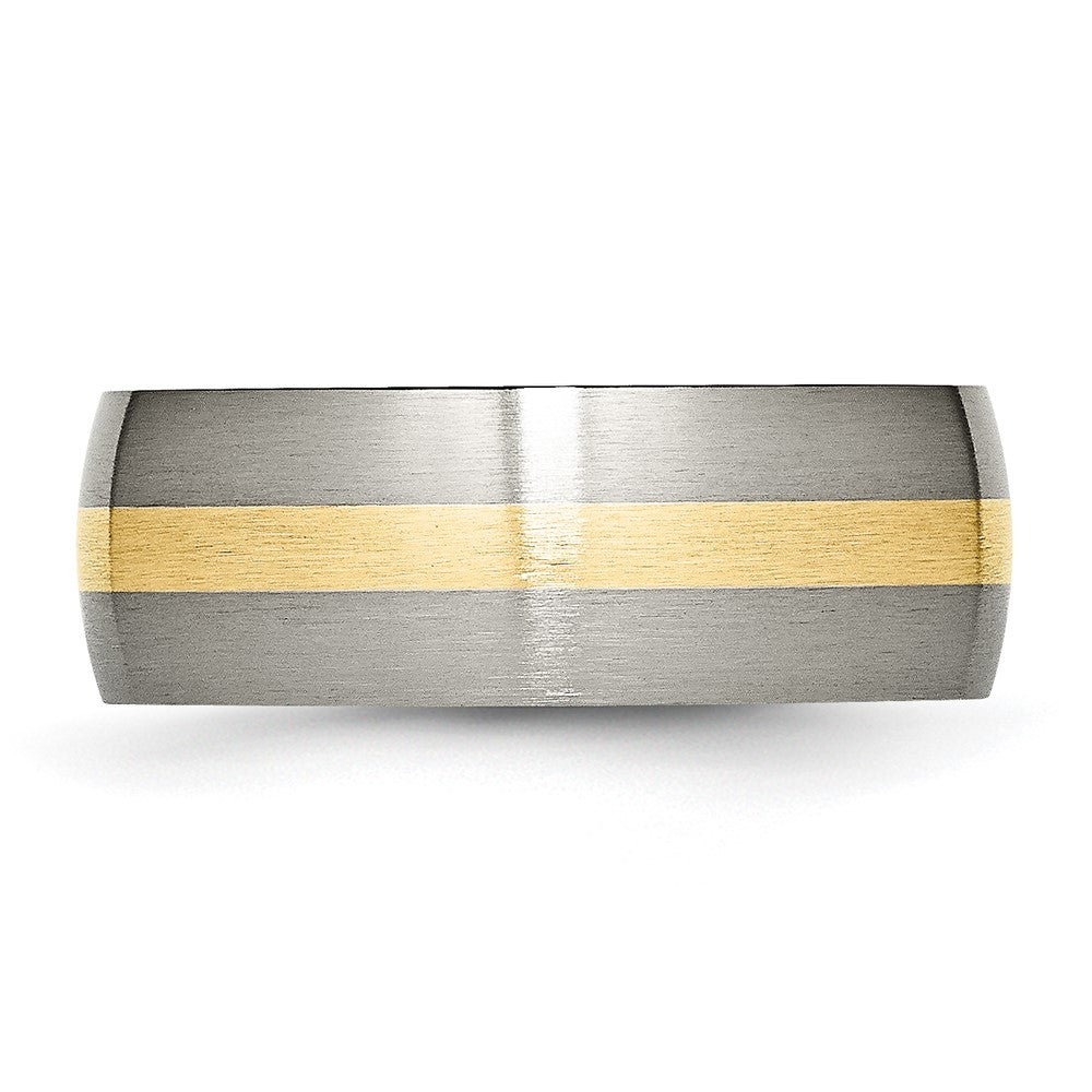 Chisel Titanium Brushed with 14k Yellow Gold Inlay 8mm Band