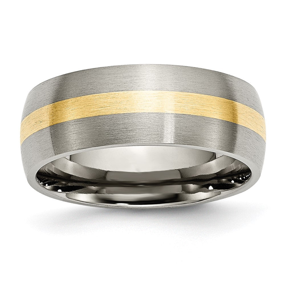 Chisel Titanium Brushed with 14k Yellow Gold Inlay 8mm Band