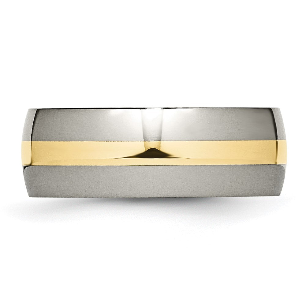 Chisel Titanium Polished with 14k Yellow Gold Inlay 8mm Band