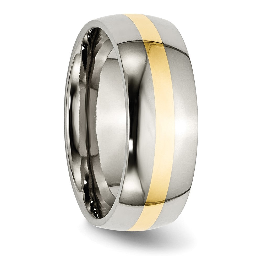 Chisel Titanium Polished with 14k Yellow Gold Inlay 8mm Band