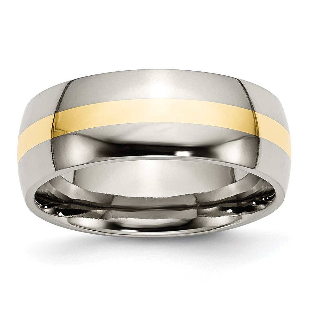 Chisel Titanium Polished with 14k Yellow Gold Inlay 8mm Band
