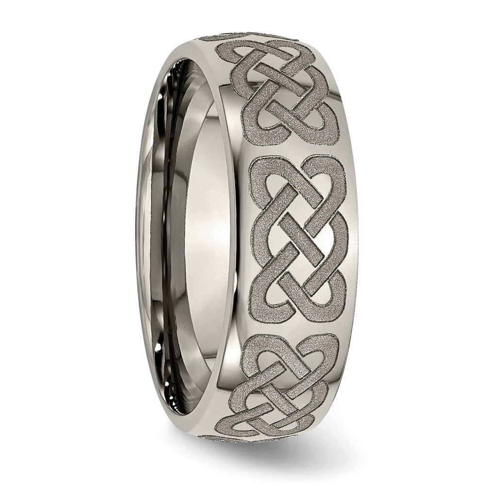 Chisel Titanium Polished Celtic Laser Design 8mm Band