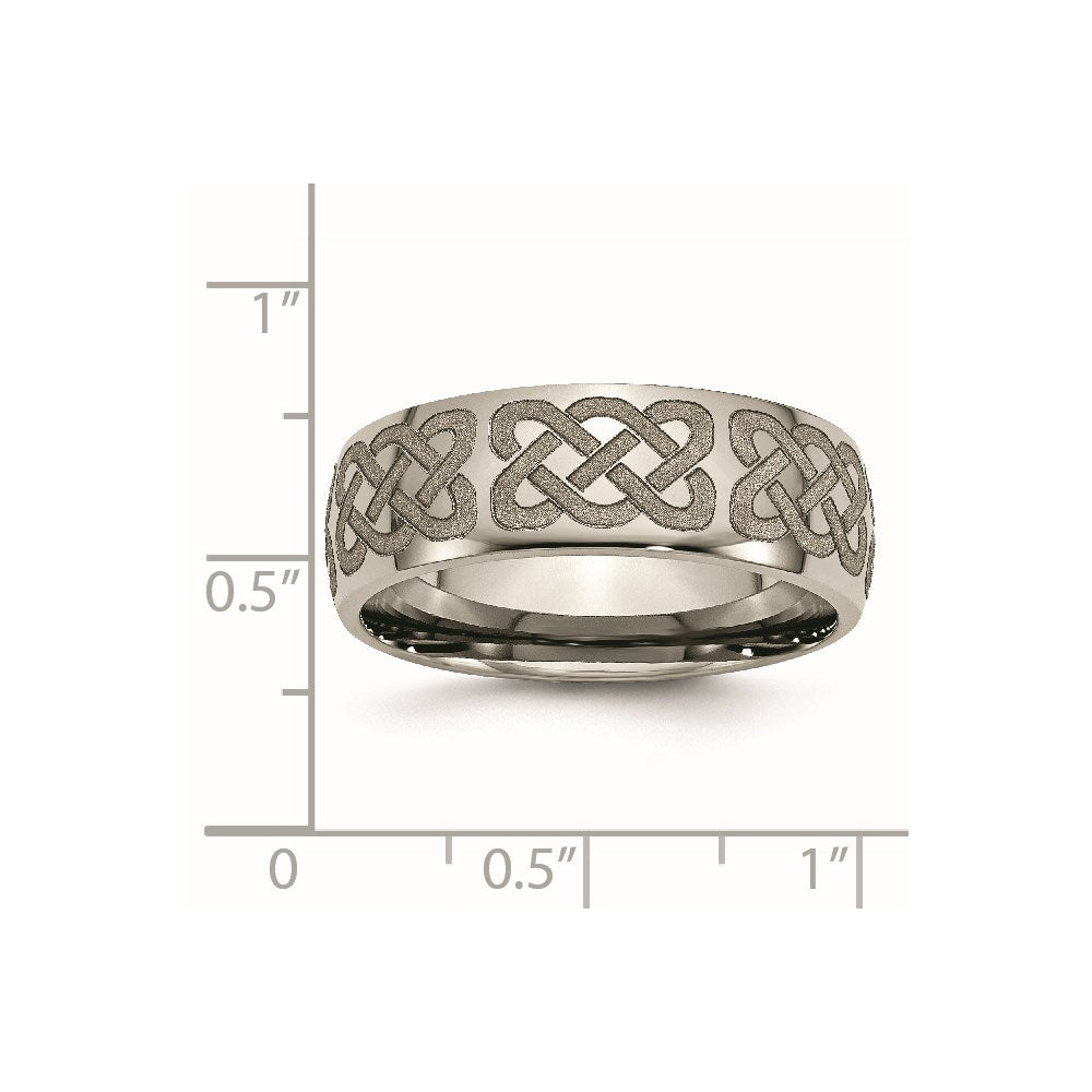 Chisel Titanium Polished Celtic Laser Design 8mm Band