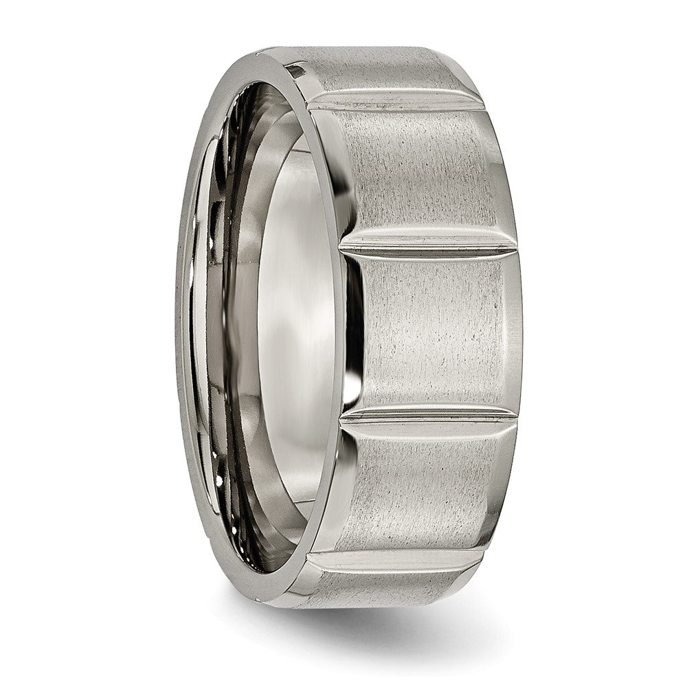 Chisel Titanium Satin and Polished 8mm Grooved Band