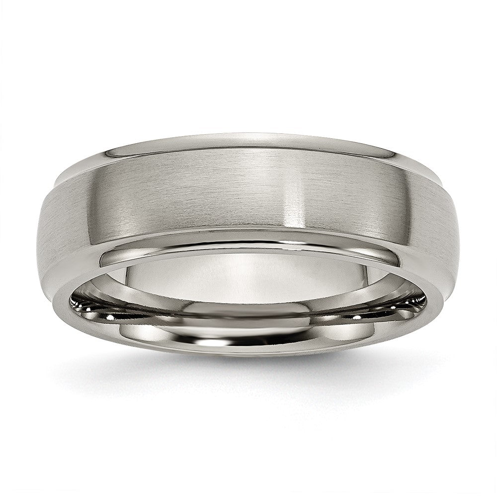 Chisel Titanium Brushed Center 7mm Ridged Edge Band