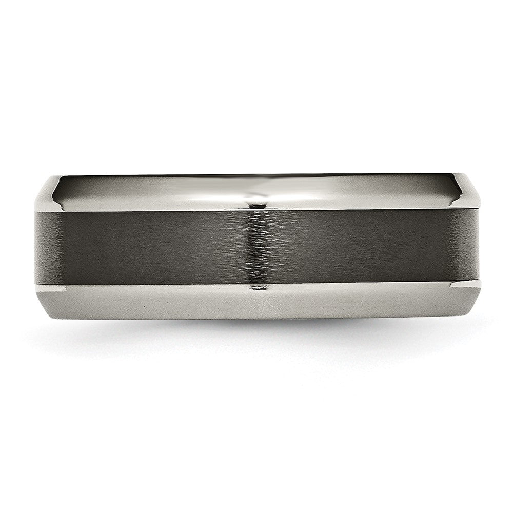Chisel Titanium Polished with Black Ceramic Center 8mm Beveled Band