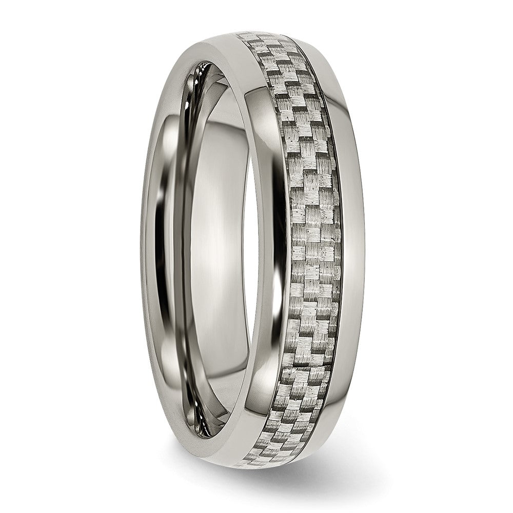 Chisel Titanium Polished with Grey Carbon Fiber Inlay 6mm Band