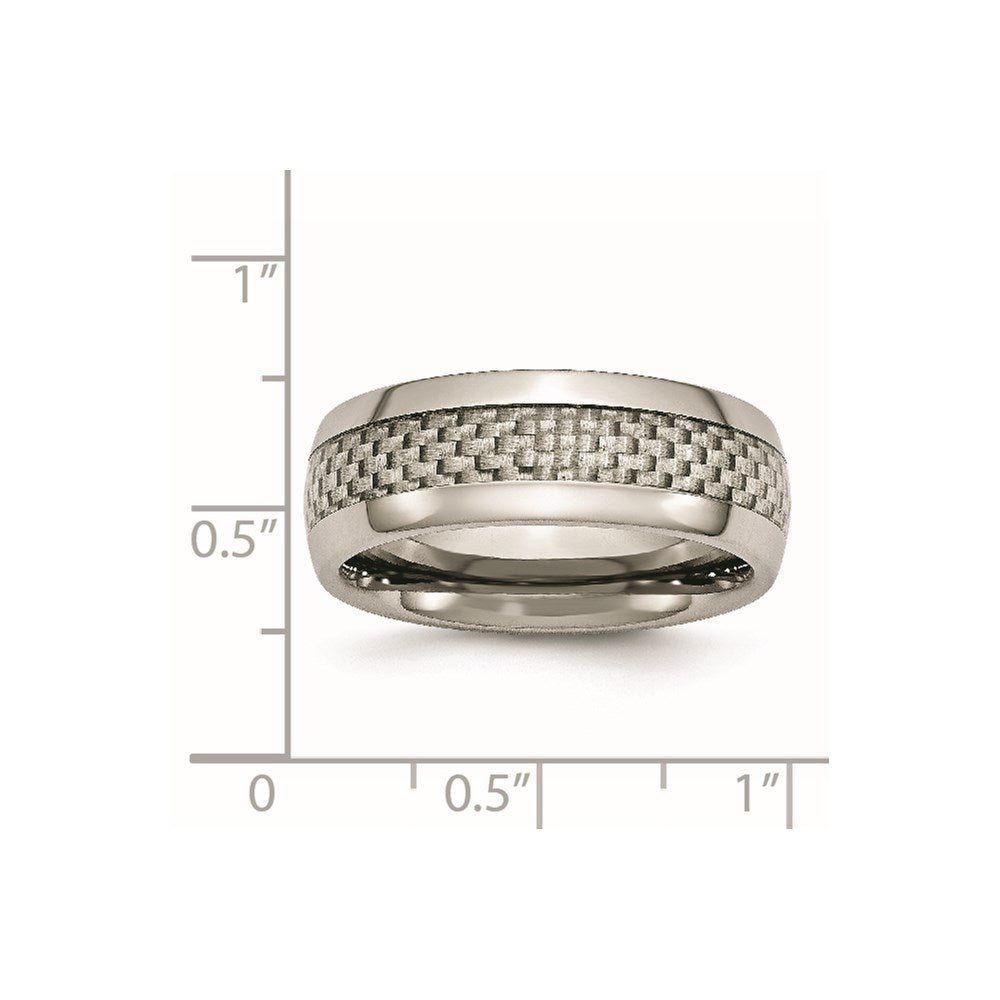 Chisel Titanium Polished with Grey Carbon Fiber Inlay 8mm Band