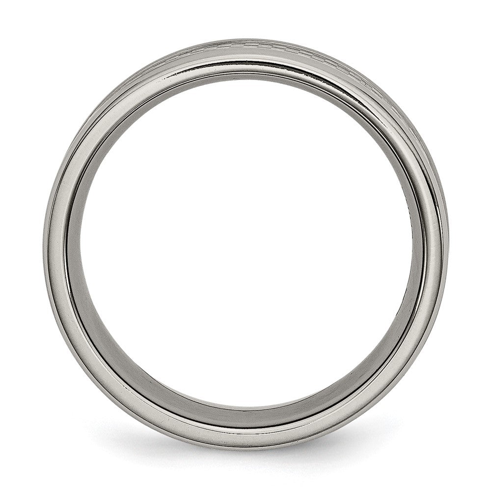 Chisel Titanium Polished with Grey Carbon Fiber Inlay 8mm Band