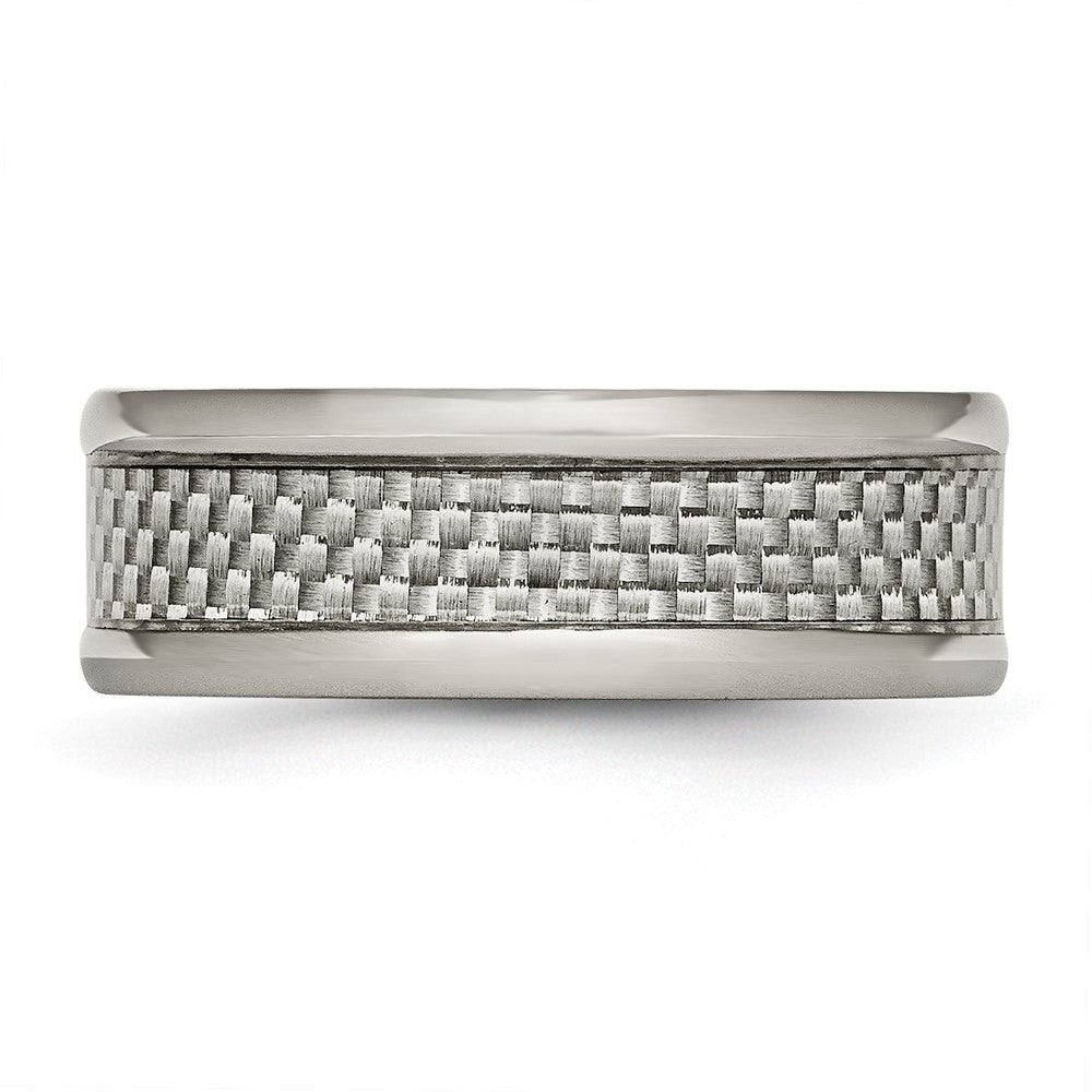 Chisel Titanium Polished with Grey Carbon Fiber Inlay 8mm Band