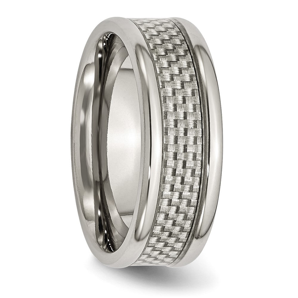 Chisel Titanium Polished with Grey Carbon Fiber Inlay 8mm Band