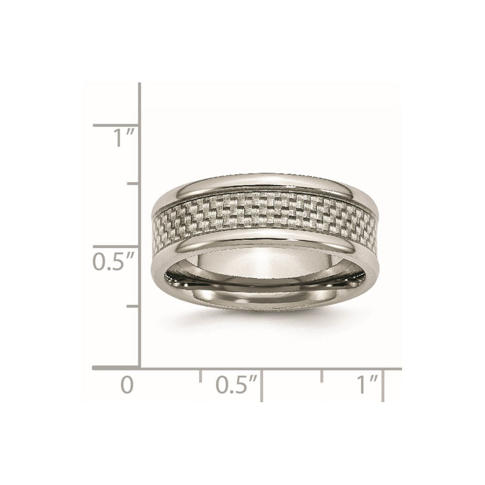 Chisel Titanium Polished with Grey Carbon Fiber Inlay 8mm Band
