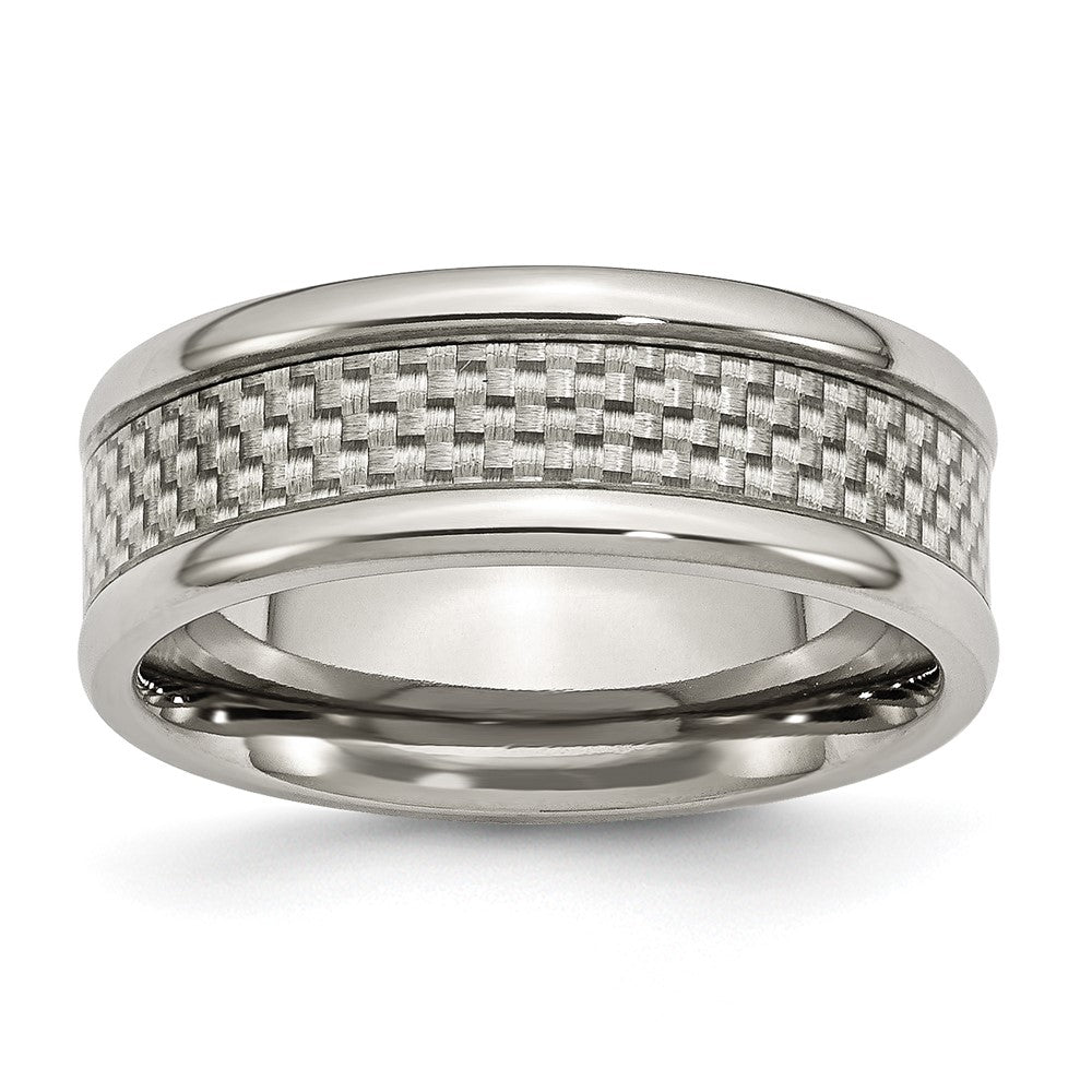 Chisel Titanium Polished with Grey Carbon Fiber Inlay 8mm Band