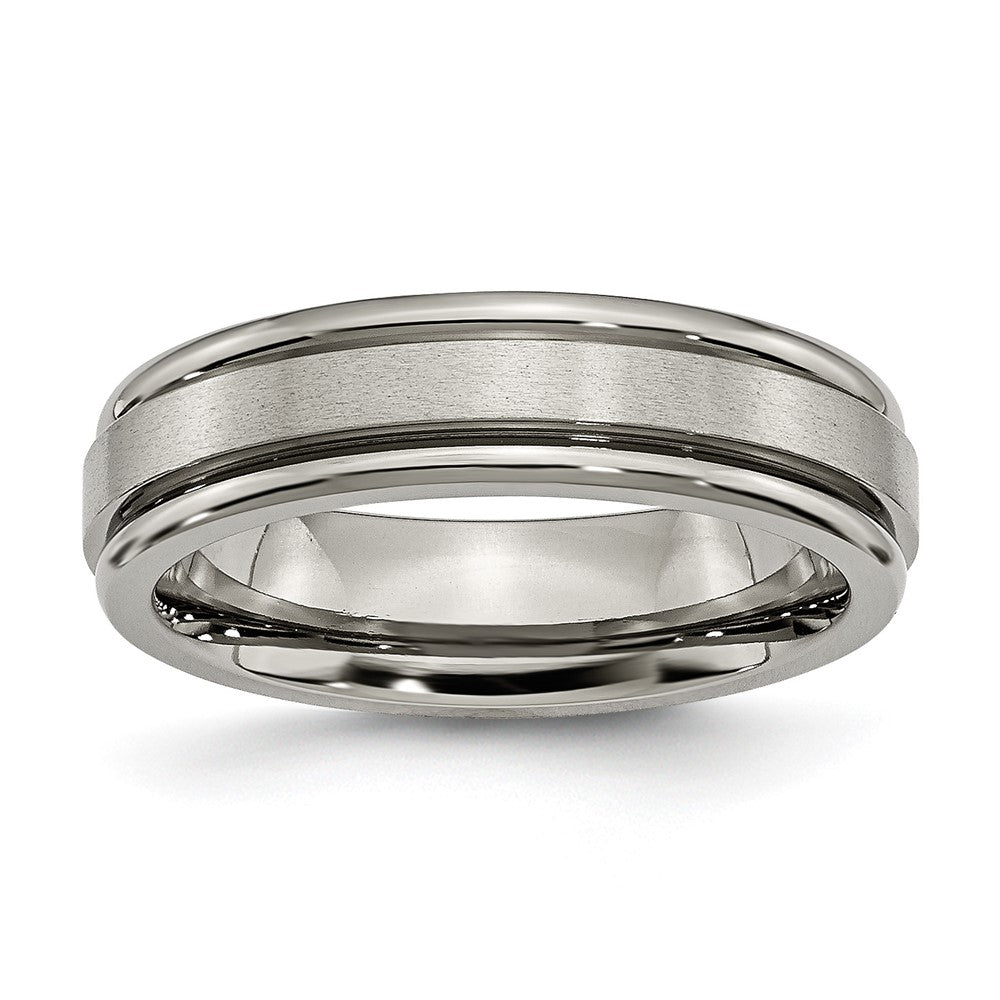 Chisel Titanium Satin and Polished 6mm Grooved Edge Band