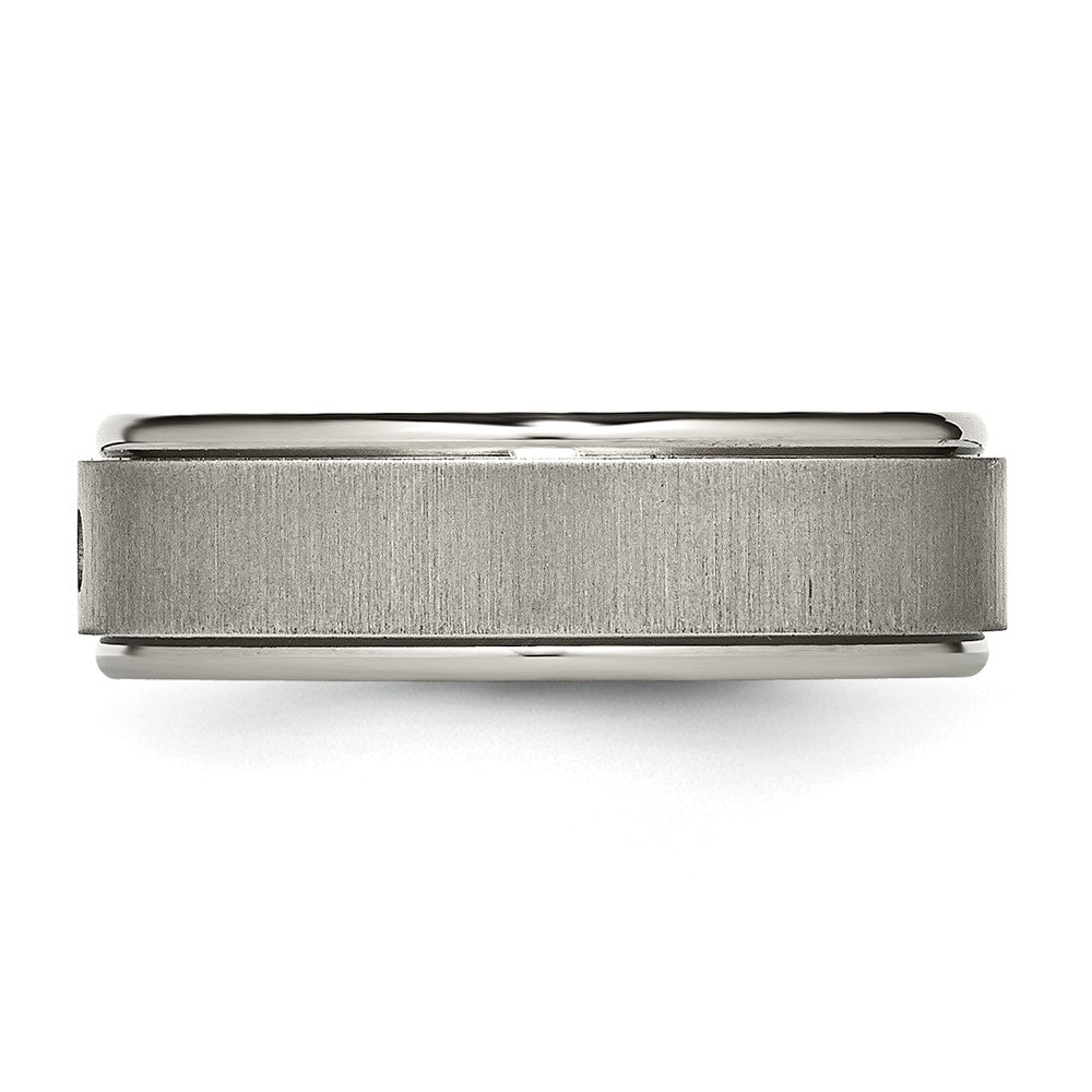 Chisel Titanium Brushed and Polished .05 Carat Diamond Rounded Edge 7mm Band