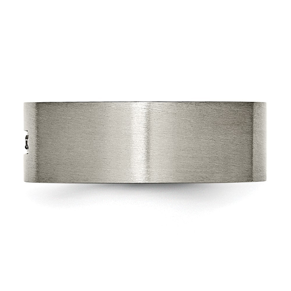 Chisel Titanium Brushed 1/15 Carat Diamond Cross 8mm Flat Band