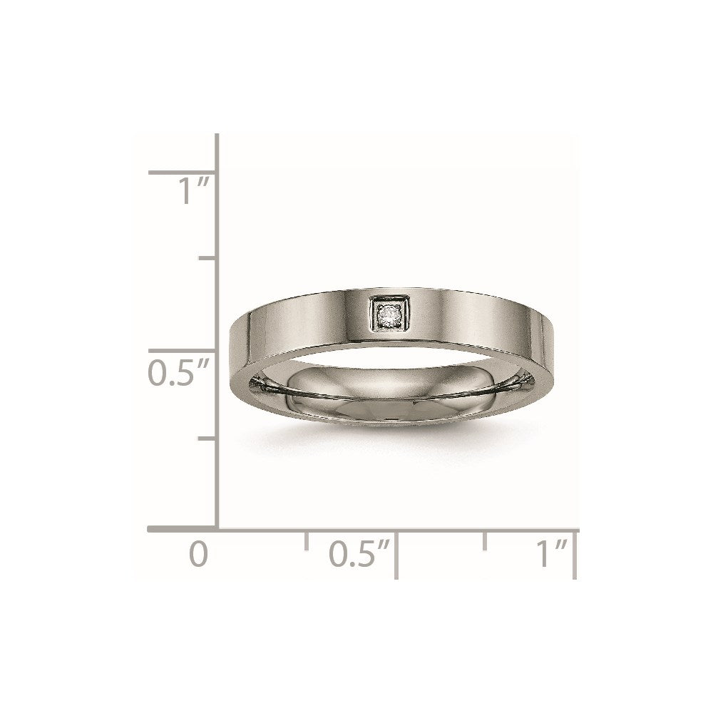 Chisel Titanium Polished with CZ 4mm Flat Comfort Fit Band