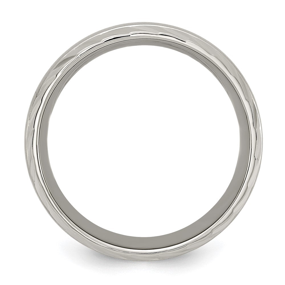 Chisel Titanium Polished with Brushed Center and Grooved Edge 8mm Band