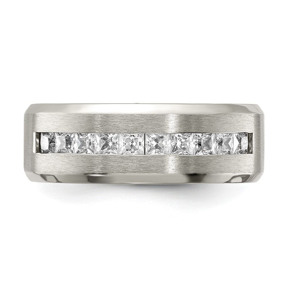 Chisel Titanium Brushed and Polished with CZ 8mm Band