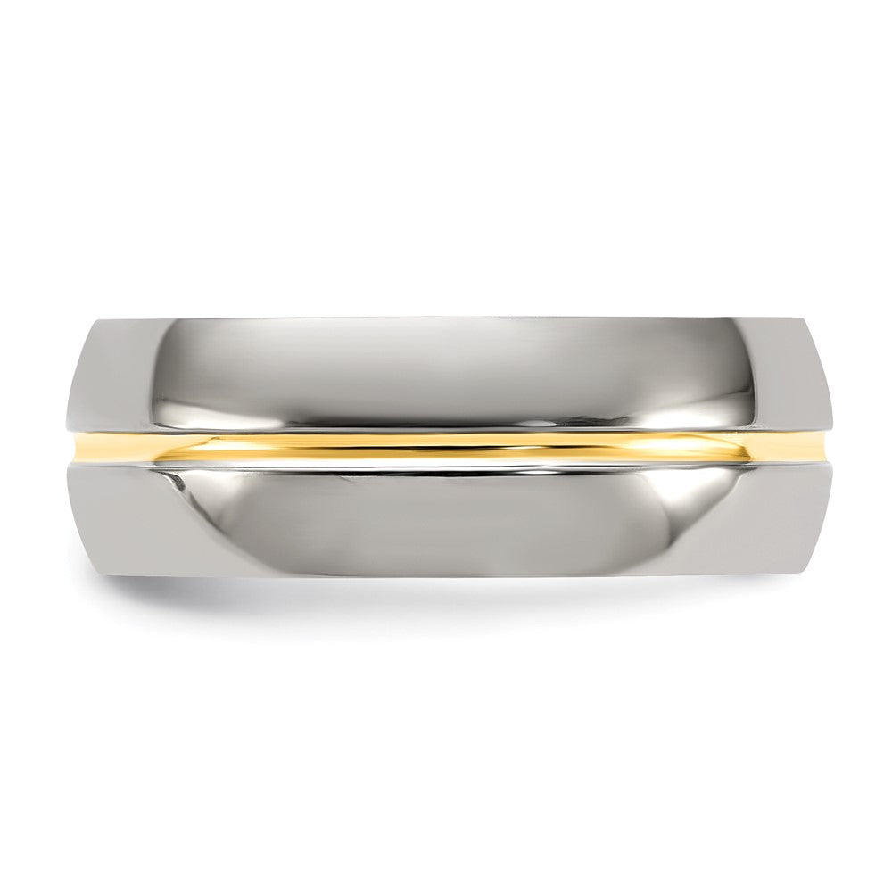 Chisel Titanium Yellow IP-plated Grooved 8mm Polished Band