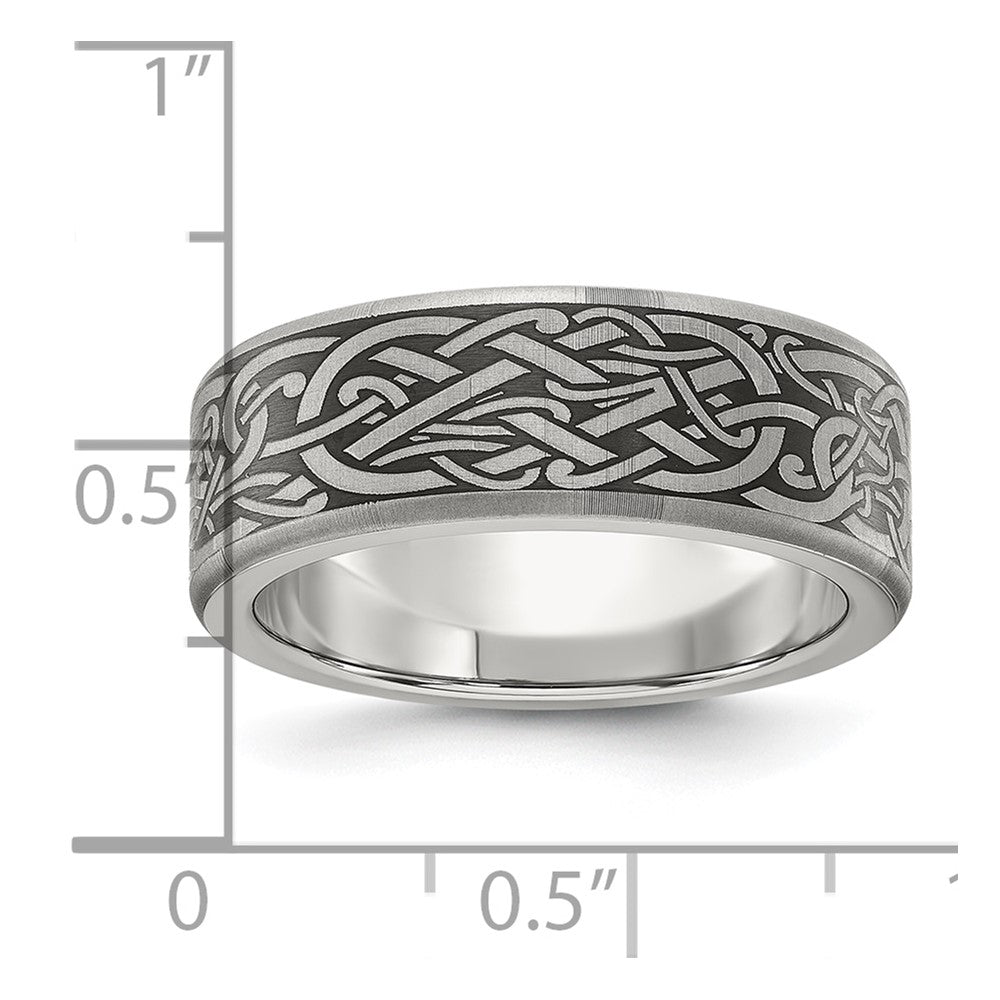 Chisel Titanium Brushed Laser Design 8mm Band