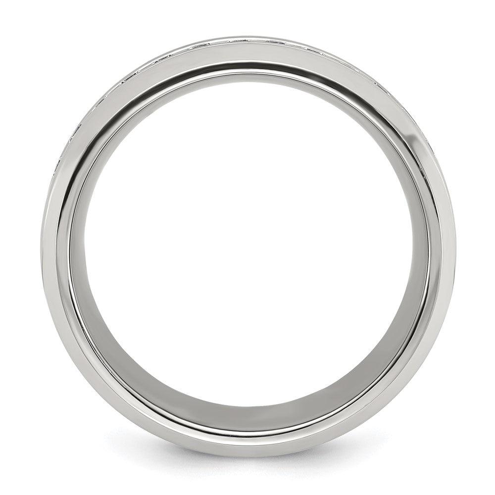 Chisel Titanium Polished with CZ 8mm Band