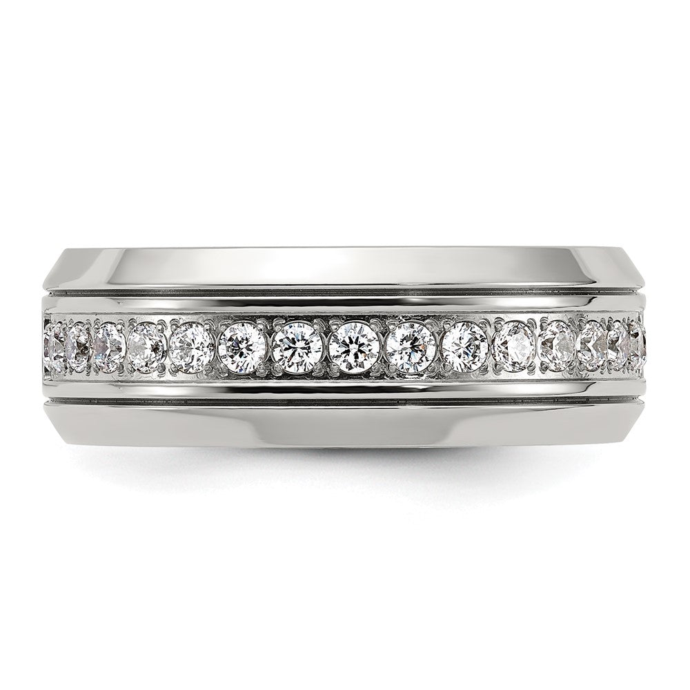 Chisel Titanium Polished with CZ 8mm Band