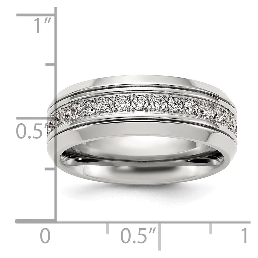 Chisel Titanium Polished with CZ 8mm Band