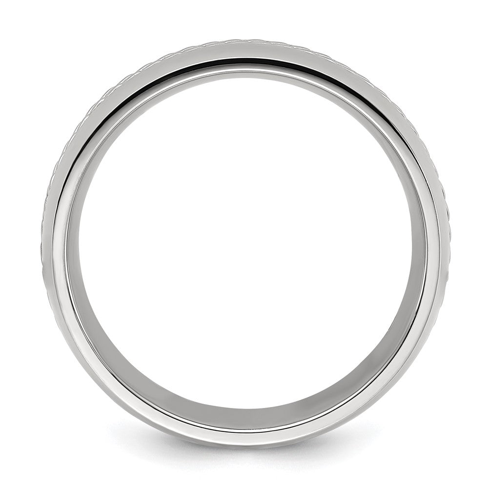 Chisel Titanium Polished with Curb Chain Inlay 7mm Band