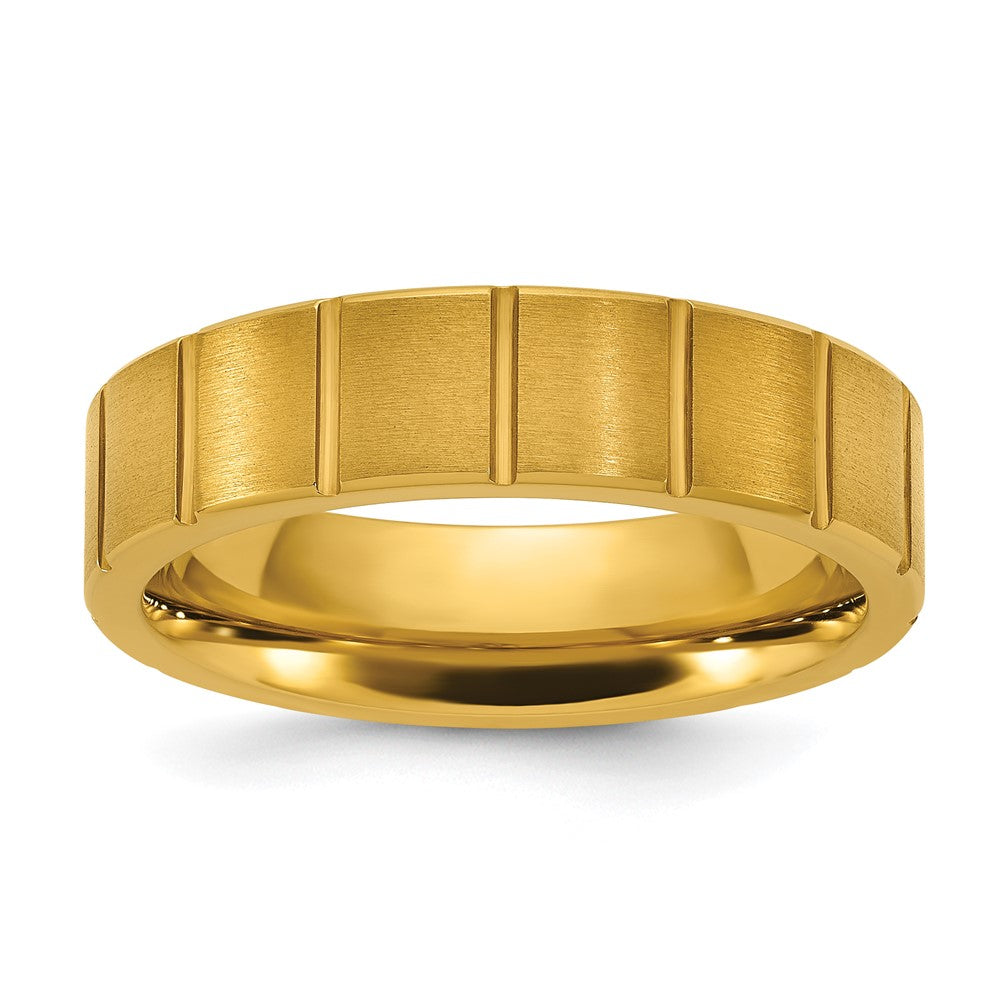Chisel Titanium Polished Yellow IP-plated Grooved 6mm Band