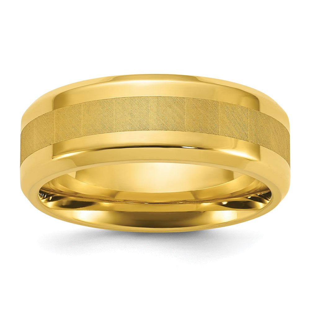 Chisel Titanium Polished Yellow IP-plated Brushed Center 8mm Band
