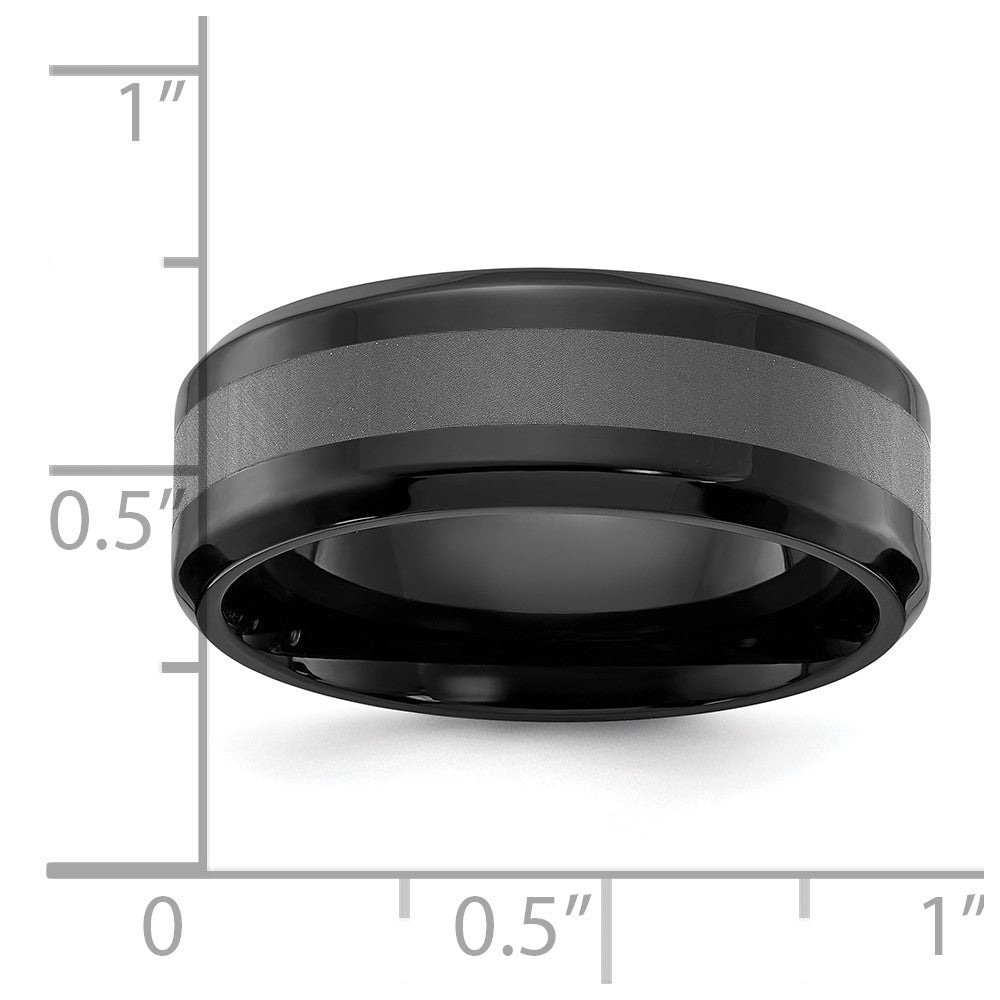 Chisel Titanium Polished Black IP-plated Brushed Center 8mm Band