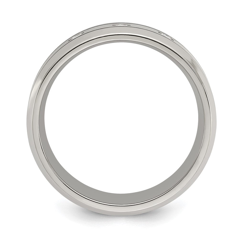 Chisel Titanium Polished with CZ 8mm Band