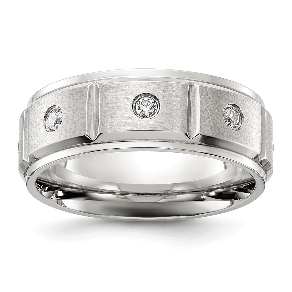 Chisel Titanium Brushed and Polished with CZ 8mm Band