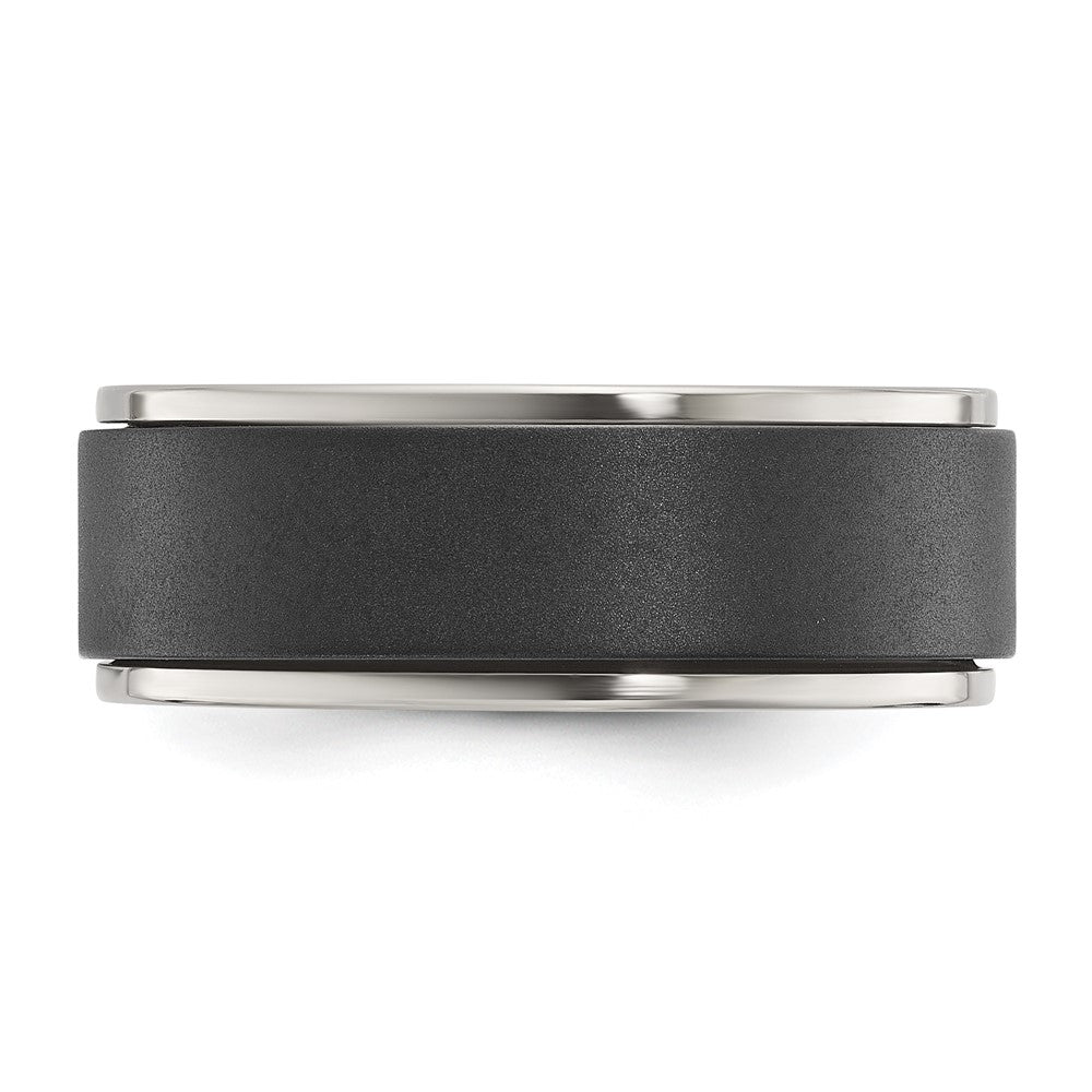 Chisel Titanium Polished with Brushed Black Zirconium Rotating Inner Channel 8mm Band