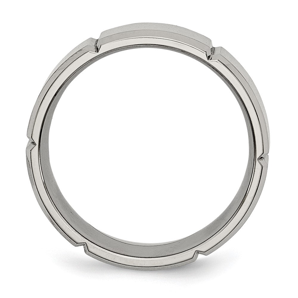 Chisel Titanium Brushed and Polished 8mm Grooved Beveled Edge Band