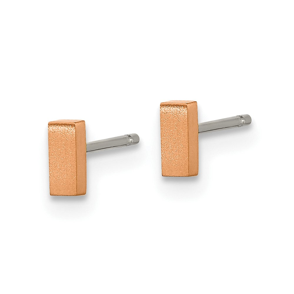 Chisel Titanium Brushed Rose IP-plated Rectangle Post Earrings