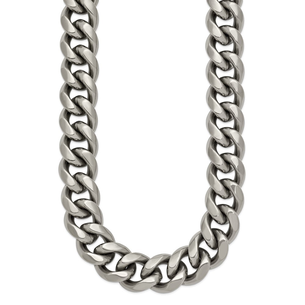 Titanium Polished 14.50mm Curb 20in Necklace