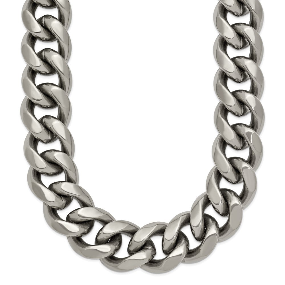Titanium Polished 14.50mm Curb 20in Necklace
