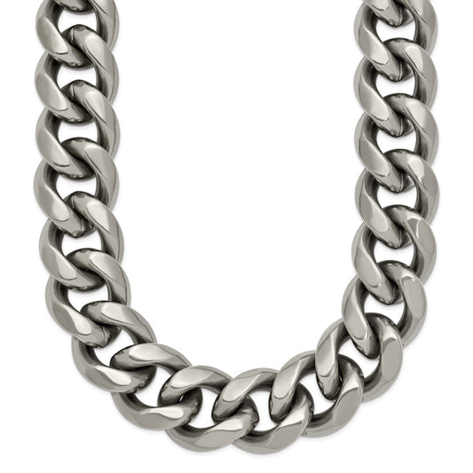 Titanium Polished 14.50mm Curb 20in Necklace