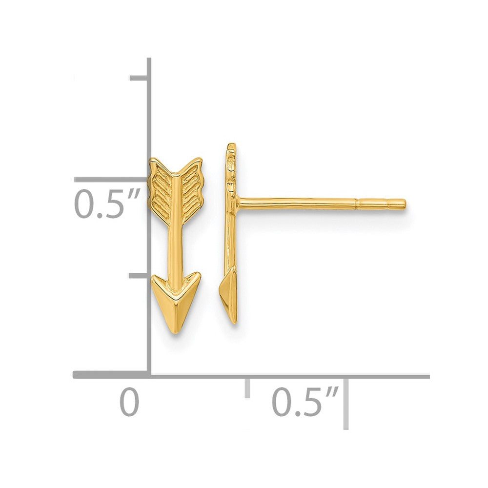 14k Gold Polished Arrow Post Earrings
