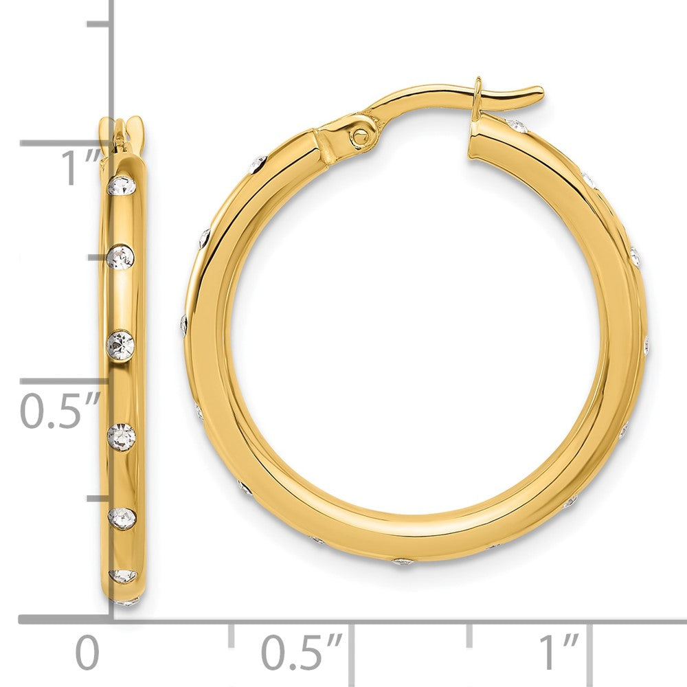 14K Polished CZ Hoop Earrings