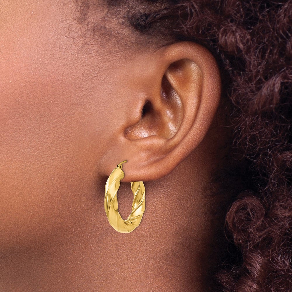 14k Polished 5.0mm Twisted Hoop Earrings