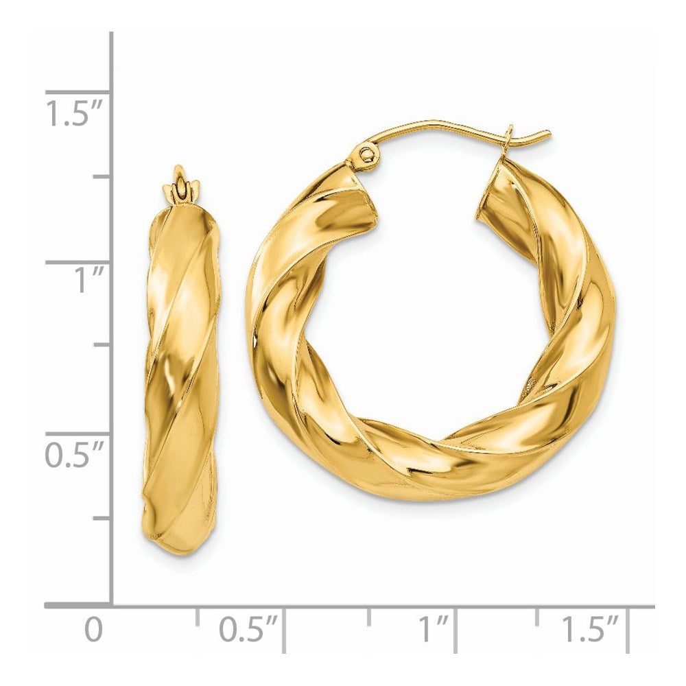 14k Polished 5.0mm Twisted Hoop Earrings