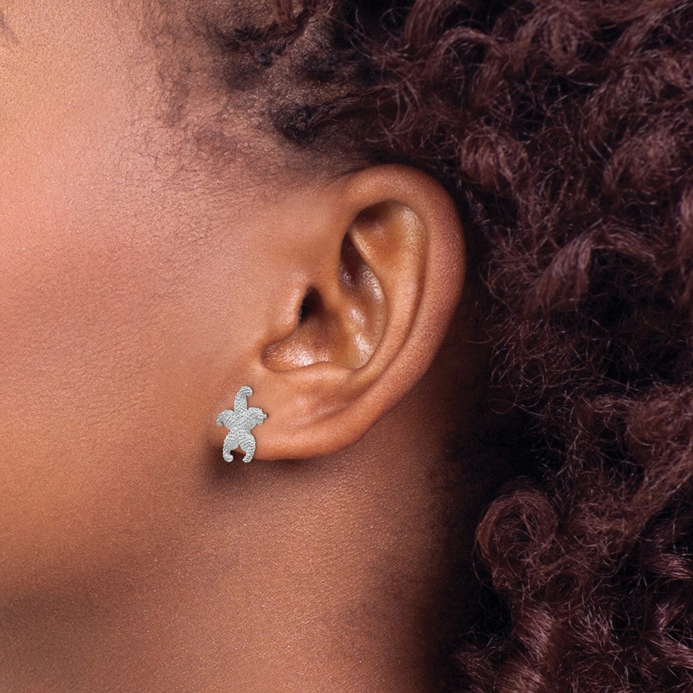 14k White Gold Starfish Post Earrings