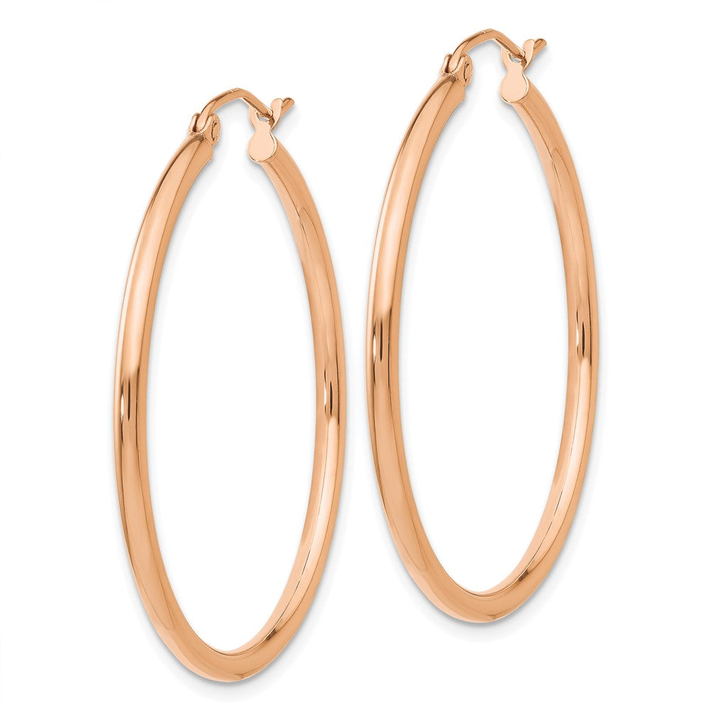 14k Rose Gold Rose Gold Polished 2mm Lightweight Tube Hoop Earrings