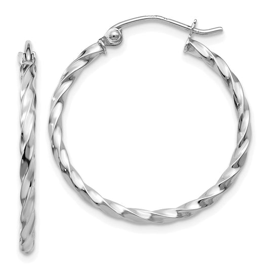 14k WG Twist Polished Hoop Earring