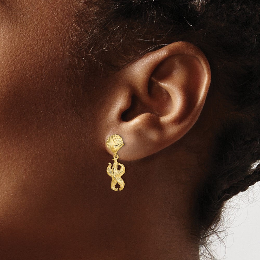 14K Shell/Starfish Dangle Earrings