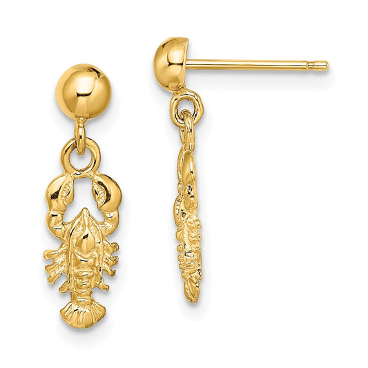 14K Lobster Post Dangle Earrings