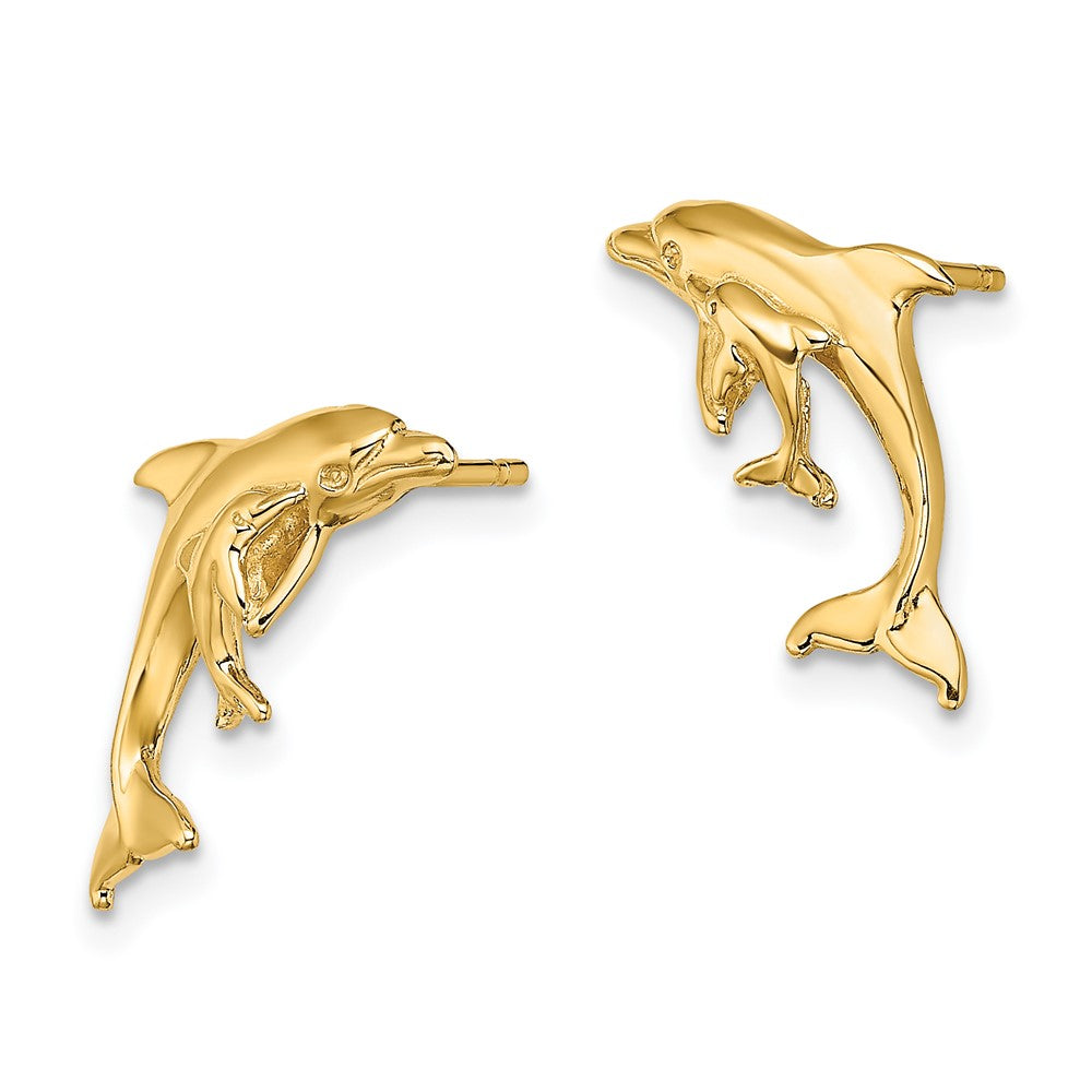 14K Polished Dolphin and Post Earrings